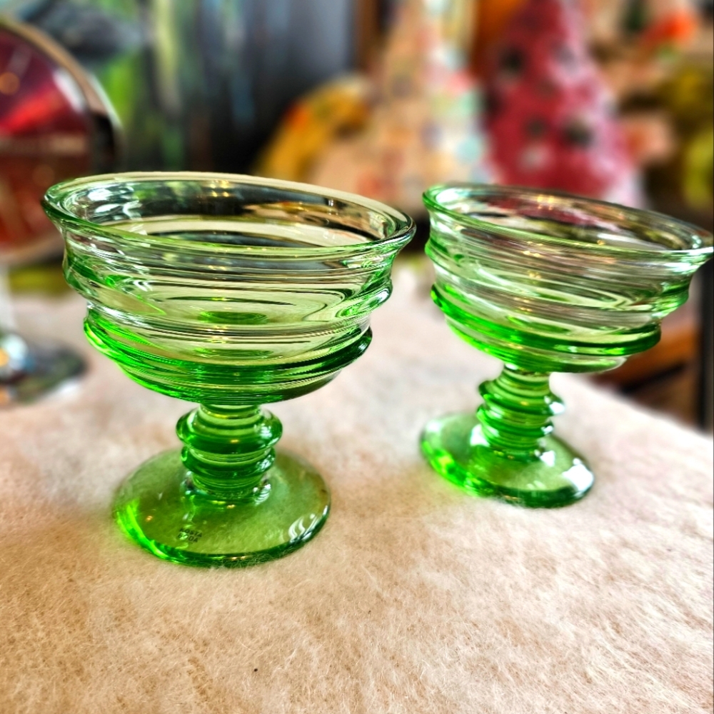 Vintage Kosta Boda Green Footed Bowl